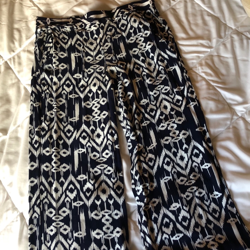 Navy and White Palazzo pants